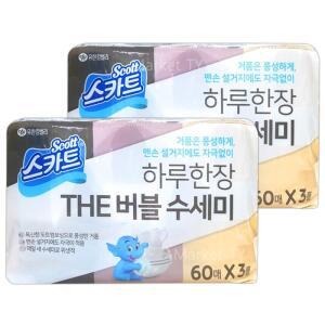 스카트 하루한장 THE 버블 수세미 60매 x 3롤 x 2세트