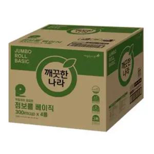 깨끗한나라 2겹 점보롤 베이직 300m 4롤 4팩(16롤)