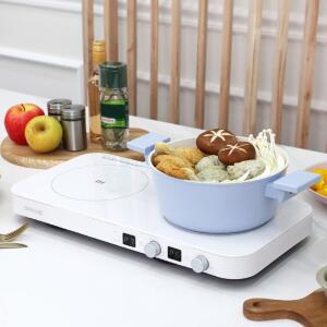 키친아트 2구 인덕션 IH 전기레인지 2구 화이트 2,800W KI-2800FS
