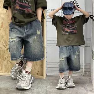[삐삐네옷가게]남아 주니어 빈티지 슬래시 버뮤다 데님 반바지