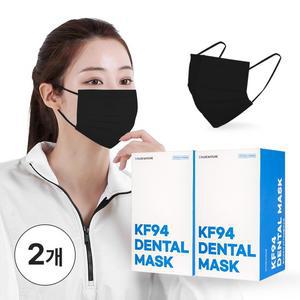 퓨어네이처 국산 볼밀착특허 KF94 덴탈형마스크 블랙 대형 1개씩 포장 2박스 총 60매