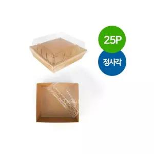 크라프트 종이도시락용기 정사각 5P -5개 일회용 런치박스 테이크아웃