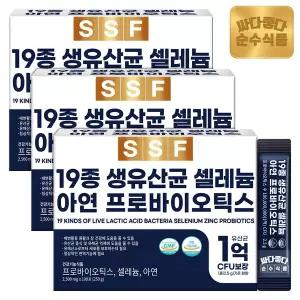 순수식품 19종 생유산균 프로바이오틱스 3박스(300포) / 셀레늄 프리바이오틱스 치커리뿌리