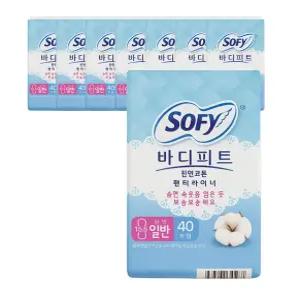 쏘피 바디피트 천연코튼 라이너 일반 팬티라이너 생리대 40개x 8팩