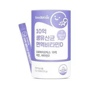 굿앤키즈 신바이오틱스 10억 생유산균 어린이 면역 비타민D 아연 6통(12개월) 장건강