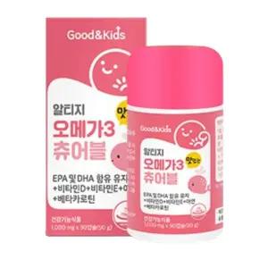굿앤키즈 알티지 오메가3 츄어블 오렌지맛 3통(3개월) 유아영양제