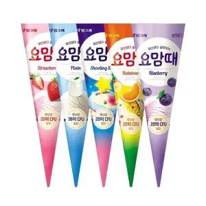 빙그레 요맘때 콘 아이스크림 5종 혼합 30개 (플레인6+딸기6+슈팅스타6+블루베리6+레인보우6)