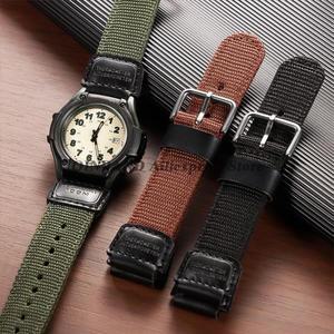 카시오 FT-500WC-3B/5B 19mm 나일론 가죽 시계 밴드 여성 남성 캔버스 스포츠 스트랩 블랙 그린 브라운 벨