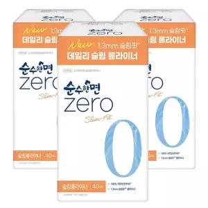[깨끗한나라] 순수한면 제로zero 슬림 롱라이너 40개입x3팩_