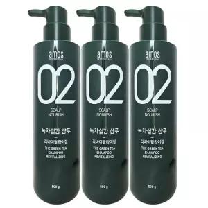 아모스 녹차실감 리바이탈라이징 산뜻한 타입 지성 샴푸 500g 3개