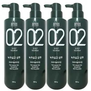 아모스 녹차실감 리바이탈라이징 산뜻한 타입 지성 샴푸 500g 4개
