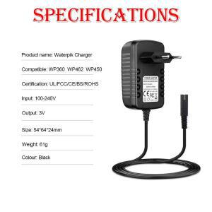 Waterpik WP360W WP450EC 360C 440C 440W 450W 450C 460W 460C 465W 550W 550C 물 Flosser 용 충전기 어댑터