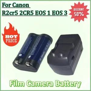 R2cr5 2CR5 EOS 1 3 충전식 리튬 필름 카메라 용 새 6V 배터리 검정/흰색 + 충전기
