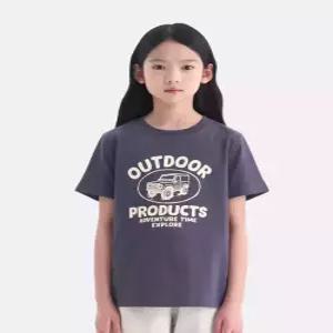 [아웃도어 프로덕츠 키즈][온라인전용] 베이직 그래픽 반팔티셔츠 (차콜) OD262ISS91_CHC