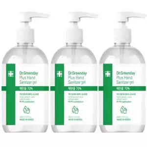 닥터그린데이 플러스 손소독제 에탄올70% 펌프형 겔타입 500ml 3개
