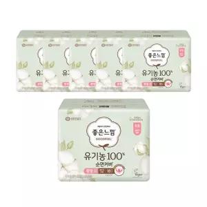 좋은느낌 유기농100%순면커버 날개형 울트라슬림 중형 18매 6개