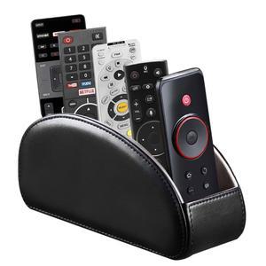 5 수납 공간이 있는 아르니체 가죽 리모컨 홀더 TV 안경 펜 액세서리를 위한 트레이 및 데스크톱 정리함 침대 옆 테이블 사무실 책상을 공간 절약 디자인(블랙)