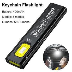 LED 키체인 손전등 타입 C 충전식 550LM 휴대용 미니 소형 토치 포켓 랜턴 플러드 작업등 자석 포함 비상용