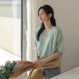 컬러데이 코튼사 반팔니트(라운드/브이넥)