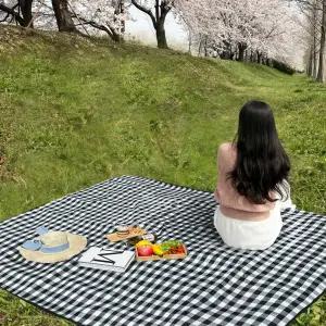 방수 돗자리 대형 특대형 체크 피크닉 캠핑 매트 도톰한 야외매트 스트랩 파우치 포함