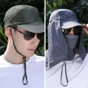 남자 햇빛 가리개 모자 썬캡 마스크 뒷 목 뒤 자외선 차단 낚시 골프 여행 농사 플랩캡