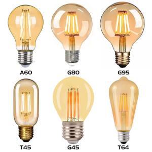 에디슨 멘트 LED 전구 레트로 E27 조명 4W G95 따뜻한 T45 6W 110V 거실 G125 G80 8W 노란색 220V 침실 ST64