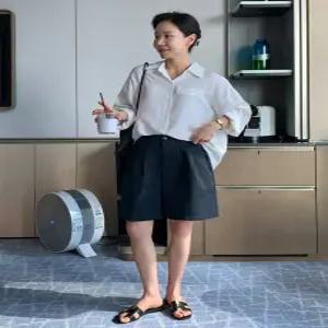 코발트 핀턱 코튼 반바지 (2 color) 뒷밴딩