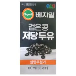 정식품 베지밀 검은콩 저당두유 190ml, 72개