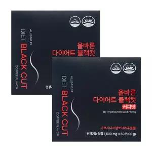 ALLBARUN 올바른 다이어트 블랙컷 커피맛 1500mg x 60포 2박스 (총120포/2개월분)