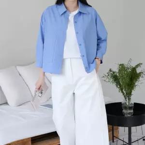 봉봉 셔츠 7부 남방 루즈핏 면100 여행 간절기 봄 모임 여름 바이오워싱 20대 여성