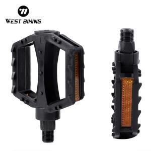 WEST BIKING 어린이 자전거 페달 초경량 미끄럼 방지 플라스틱 안전 경고 반사판 사이클링 9/16 1/2