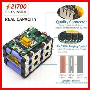Makita 18V 21700 용 TPCELL 12Ah/15Ah BMS가있는 교체 LXT BL1850 배터리