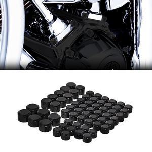 62개 올 블랙 토퍼 볼트 커버 키트 모터사이클 엔진 로커 스크류 캡 타펫 더비 할리 소프테일 2018-2025용