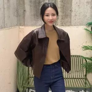[디어로우]솔리드 레더 자켓