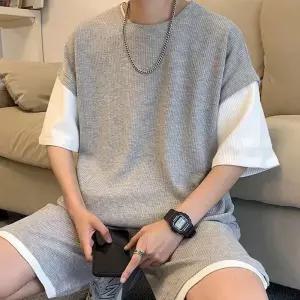 여름 여행 데일리 남자 오버핏 반팔 5부 반바지 세트 남성티셔츠 여자맨투맨 라운드티 카라티 박스티