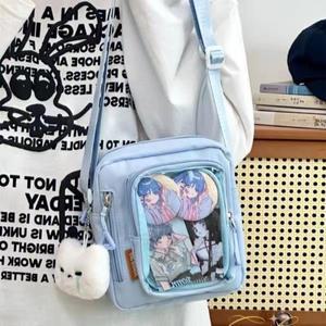 Y2K  Itabag 여성 한국어 캐주얼 크로스  가방 투명 포켓  어깨 지갑과 전화 DIY