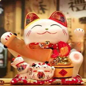 손흔드는 복고양이 봉제인형 황금 업소용 인형 개업선물 조명 일본복고양이 마네키네코 흔드는