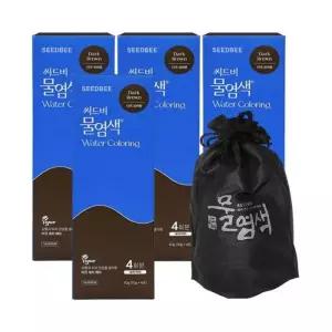씨드비 프리미엄 물염색 시즌2 새치 커버 다크 브라운 4회분x4박스+염색도구