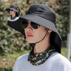 정글모 사하라캡 뒷목가리개 블랙 성인플랩캡 쿨링