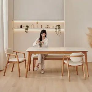 [착불] 동서가구 로사 6인용 원목 세라믹 식탁 세트 1800 (의자2+3인 벤치1) DF927590