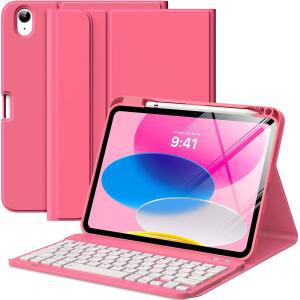 [미국배송] 키보드 11인치 2025가 장착된 IPAD(A16) 11세대 케이스 펜슬 홀더가 IPAD 10세대 10.9인치 멀티 앵글 탈착식 블루투스 키보드 핑크