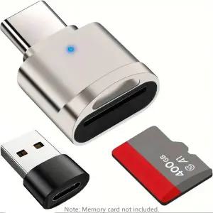 2Pcs USB C 카드 리더는 휴대 전화 컴퓨터 태블릿 자동차 감시 비디오용 마이크로/SD 메모리 지원합니다