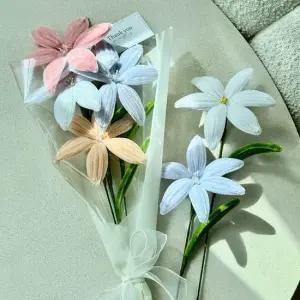 백합 모루 꽃 꽃다발 만들기 DIY 세트 키트 한송이 공예 미니 조화 패키지 재료