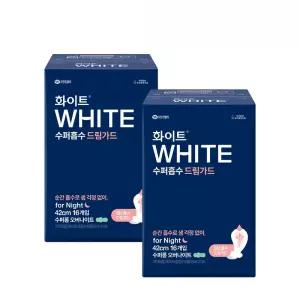 화이트 수퍼흡수 생리대 수퍼롱 드림가드 16매 2팩 42cm 오버나이트 생리대