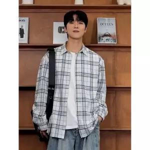 비긴202 [해피가이정호 X 비긴202] 크러쉬 라인 체크 셔츠 [블루]