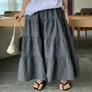 로라 체크 캉캉 롱 스커트 (one color)