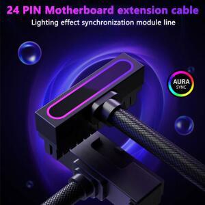 UPSIREN ATX 24PIN 연장 케이블  5V 3Pin이 포함된 ARGB PC 18AWG 90도 직각 디자인 남성-여성 커넥터