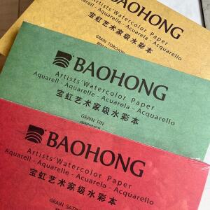 BaoHong 마스터 아티스트 수채화 종이 패드 면 100% 그림 구아슈 아크릴, 만년필 잉크젯 파스텔 숯