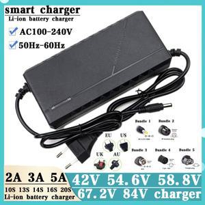 84V 58.8V 67.2V 42V 54.6V 2A 3A 5A 리튬 이온 배터리 팩 충전기 10S 13S 14S 16S 20Scooling 팬 스마트