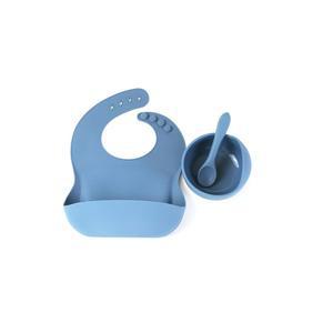 / 먹이기 3개 세트: 그릇, 실리콘 턱, 숟가락. 가 이끄는 이유식 용품